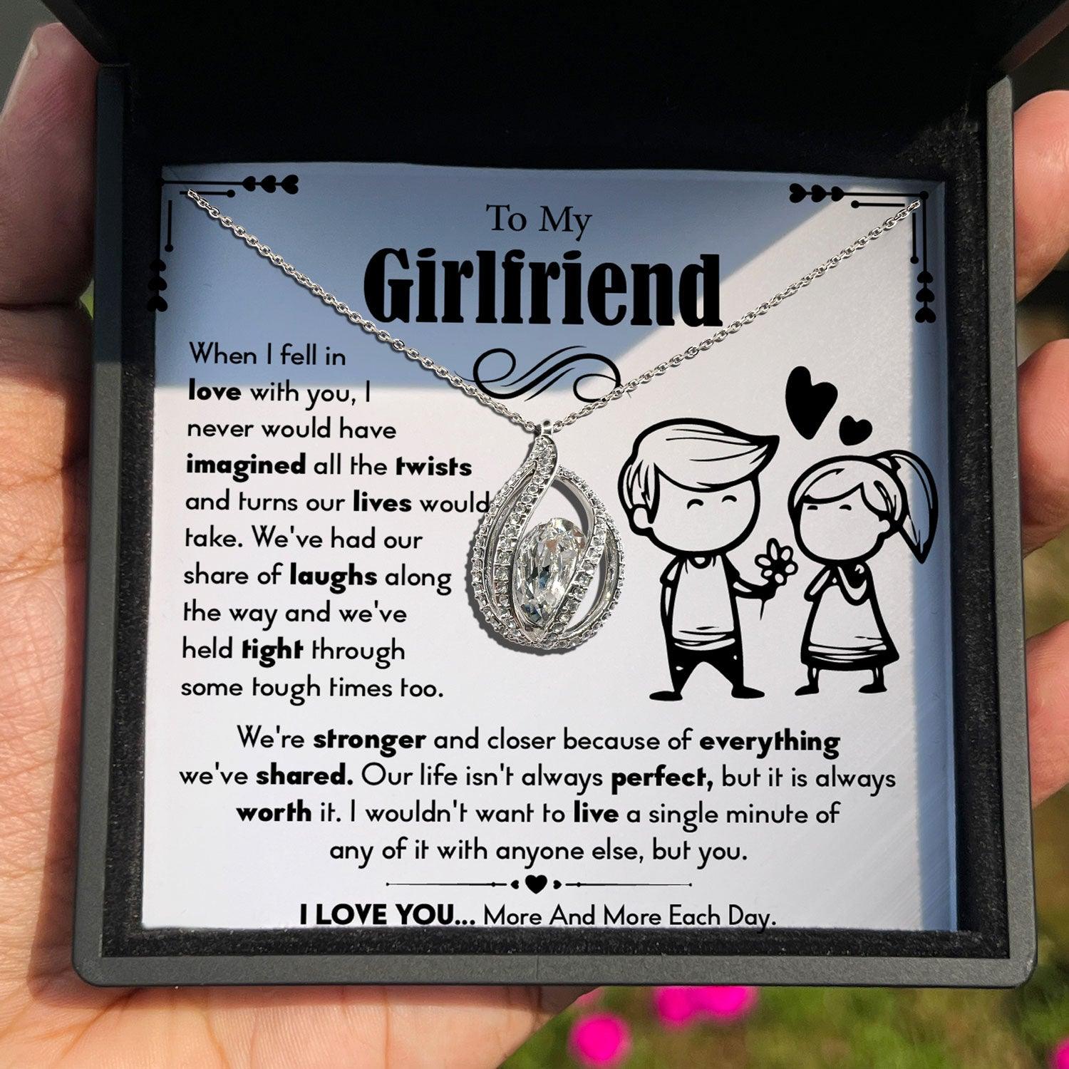 To My Girlfriend - Our Life Isn't Always perfect, But It is Always worth It - Orbital Birdcage Necklace - TRYNDI