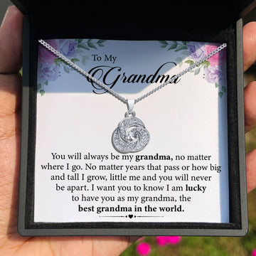TRYNDI™  To My Grandma Love Knot Necklace With Authentic Swarovski Crystals