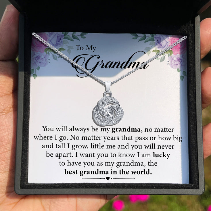 TRYNDI™  To My Grandma Love Knot Necklace With Authentic Swarovski Crystals