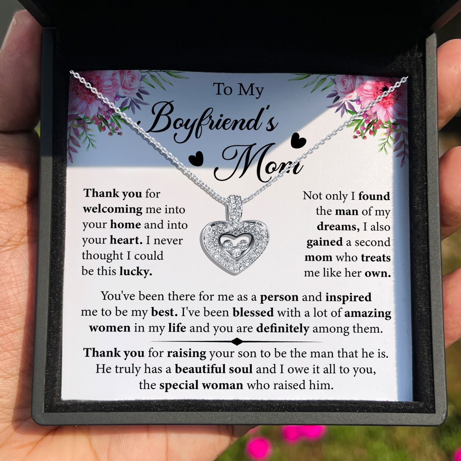 To My Boyfriend's Mom - You've Been There For Me As a Person - Tryndi Floating Heart Necklace