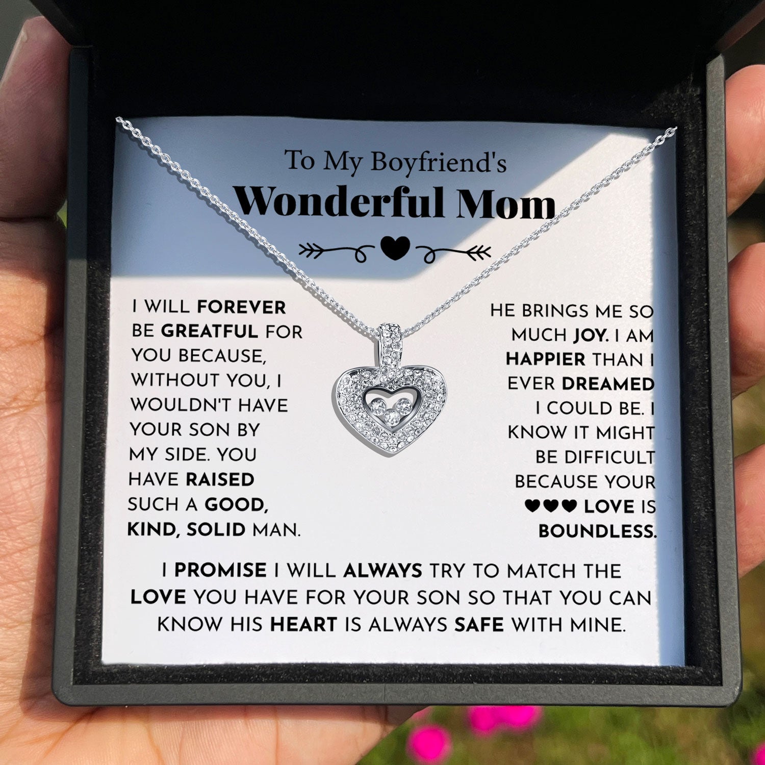 To My Boyfriend's Wonderful Mom - You Have Raised Such a Good, Kind, Solid Man - Tryndi Floating Heart Necklace